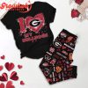 Georgia Bulldogs I Love Valentine Pink Fleece Pajamas Set