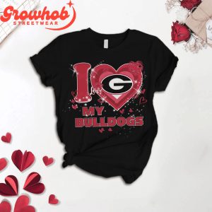 Georgia Bulldogs I Love Valentine Black Fleece Pajamas Set
