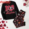 Georgia Bulldogs I Love Valentine Pink Fleece Pajamas Set Long Sleeve