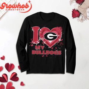 Georgia Bulldogs I Love Valentine Black Fleece Pajamas Set Long Sleeve