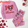 Georgia Bulldogs I Love Valentine Pink Fleece Pajamas Set Long Sleeve