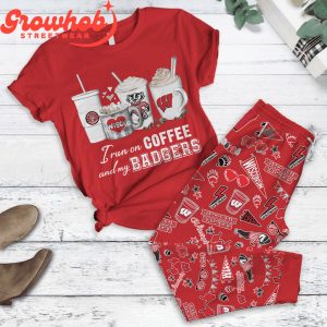 Wisconsin Badgers I Love Coffee Fleece Pajamas Set